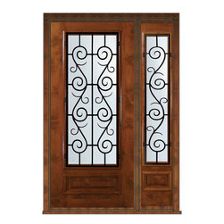 Pre-hung Sidelite Door 80 Alder St. Charles 3/4 Lite Wrought Iron - Front Doors