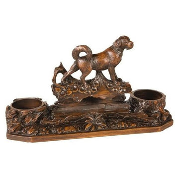 Carving Sculpture MOUNTAIN Lodge Dog Chocolate Brown Resin H