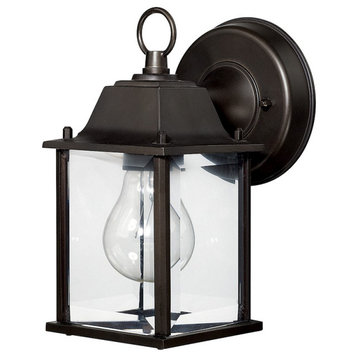 Capital Lighting Cast Outdoor Lantern, Old Bronze, Antique Glass