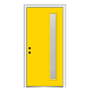 36"x80" 1-Lite Frosted RH-Inswing Painted Fiberglass Front Door, 6-9/16" Frame