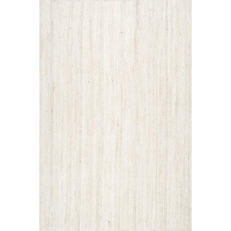 Nuloom Rigo Hand Woven Farmhouse Jute Area Rug, Off White 9'x12'