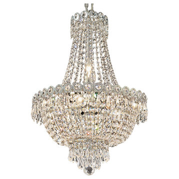 Empire Design 8 Light 16" Chrome Chandelier With Clear European Crystals