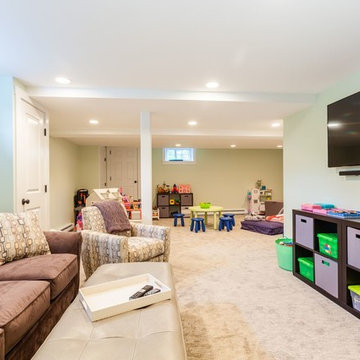 Finished Basement Family Room and Play Area – Newburyport MA