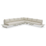 Meridian Furniture - Maldives Cream Water Resistant Fabric Outdoor Patio Modular Sectional - Create your own custom contemporary look on the deck or porch with the addition of this Maldives outdoor patio armless chair. Part of a large collection that lets you mix and match modular pieces to get the look you crave most. This modular sectional has cream water resistant fabric with a base made from white aluminum, so it's sturdy, tough, and ready to face the elements with impeccable beauty, season in and season out. Shop the contemporary pieces in this collection to create the outdoor entertaining area of your dreams.