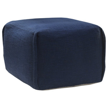 Handcrafted Solid Navy Pleated Pouf