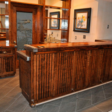 Built in nautical bar with Liberty ship hatch covers