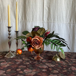 Floral Centerpiece with Vintage Glass - Artificial Flower Arrangements