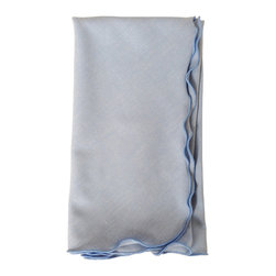 Britten Couture Home - Chambray Cotton Napkins With Lettuce Edge, Set of 4, Light Blue - Napkins