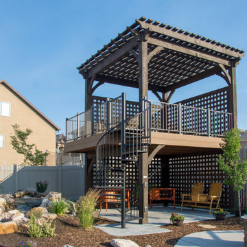 Entertainment Size | 2 Story Pergola Deck with Spiral Staircase