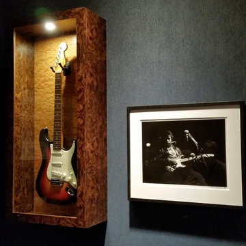 Guitar Display Cabinetry in Walnut Burl