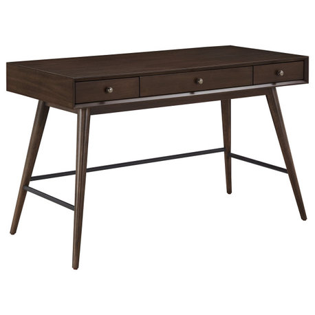 Aloisia Wood 3-Drawer Writing Desk - Dark Walnut Finish