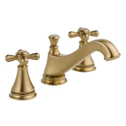 Delta Cassidy Two Handle Wide Spread Lavatory - Low Arc Spout w/ Metal Pop-Up - Bathroom Sink Faucets
