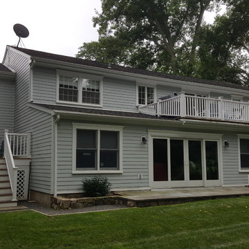 6 1/4" Cedarmill James Hardie Lap in Light Mist, Arctic White Trim