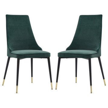Elite Living Chelsea, Set of 2, Velvet Upholstered Dining Chair, Velvet Green