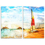 Ready2HangArt - Red Sail Canvas Wall Art, 2-Piece Set - This Tropical canvas art set, offers the essence of a peaceful life on the islands. It is fully finished, arriving ready to hang on the wall of your choice.
