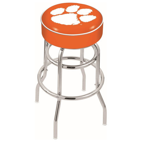 25 L7C1-4 Clemson Cushion Seat w/ Double-Ring Chrome Base Swivel Bar Stool