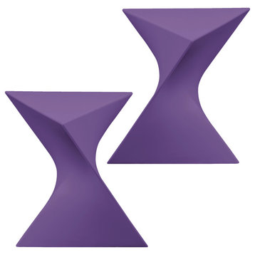 Leisuremod Randolph Modern Triangle Accent Side End Table, Purple, Set of 2