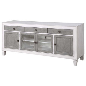 Acme Katia TV Stand Rustic Gray and White Finish