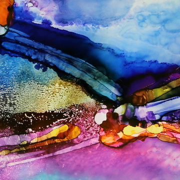 Biscayne Bay Fish - Tropical Abstract Painting, Fish in Pink, Blue, and Yellow