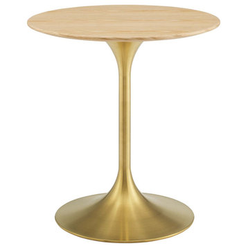 Dining Table, Round, Wood, Gold Brown Natural, Modern, Cafe Bistro Restaurant