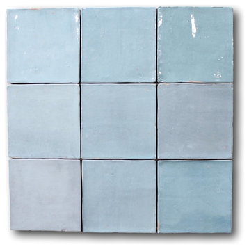 Mestizaje Zellige 5x5 Ceramic Tiles - Aqua, 9 Sq Ft