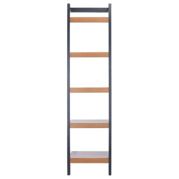 Gary 5 Tier Leaning Etagere/ Bookcase Natural/ Charcoal