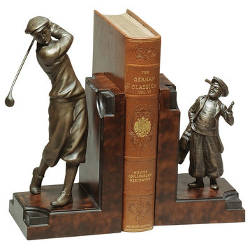 Golfer and Caddy Bookends