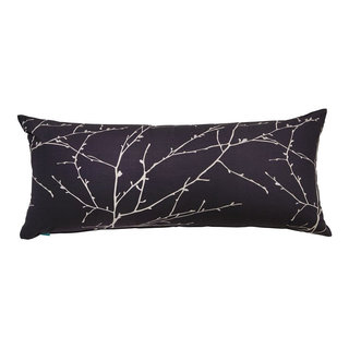 20x54 Charcoal And Cream Branch Body Pillow Cover - Contemporary