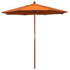 7.5' Square Push Lift Wood Umbrella, Tuscan Pacifica
