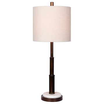 Faux Telescope Oil Rubbed Bronze Metal & White Marble Table Lamp