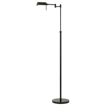 Benzara BM224743 10W LED Adjustable Metal Floor Lamp with Swing Arm, Black
