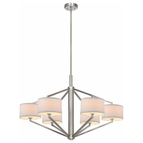 Monaco 6Lt large chandelier satin nickel