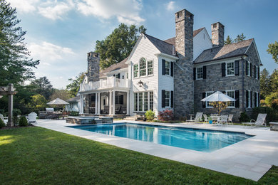 Example of a transitional exterior home design in Philadelphia