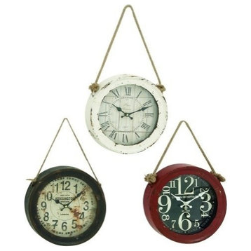 Vintage White Metal Wall Clock Set 52541