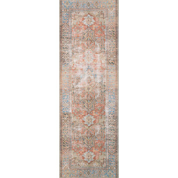 Terracotta, Sky Printed Polyester Loren Area Rug by Loloi, 2'6"x7'6"