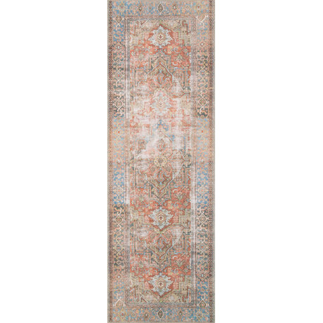 Terracotta, Sky Printed Polyester Loren Area Rug by Loloi, 2'6"x7'6"