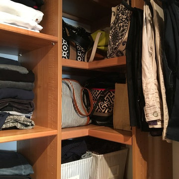 MBR renovation- corner shelves make great use of otherwise unused space.