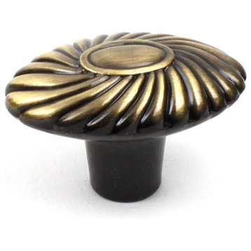 Orchid Oval Knob, Brushed Antique Brass