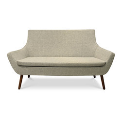 Rebecca Sofa Wood- Camira Silver Wool - Sofas