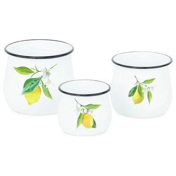 Gilad Three Piece Lemon Themed Metal Jars