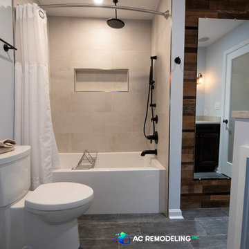 12x24 Free Spirit porcelain shower walls.