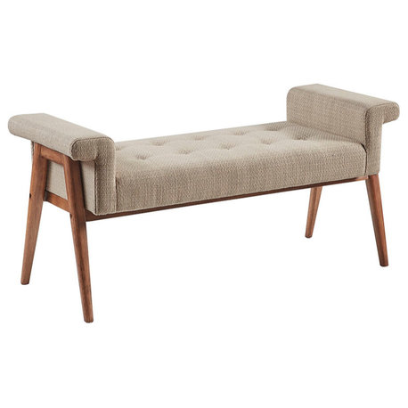 INK+IVY Mason Walnut Wood Accent Bench With Key Arms