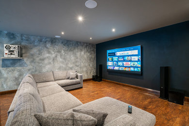 Inspiration for a contemporary home theatre in Buckinghamshire.