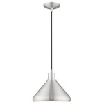 Livex Lighting - Livex Lighting 41178-66 Metal Shade - 10.5" One Light Mini Pendant - Uncover a retro trend with this versatile cone penMetal Shade 10.5" On Brushed Aluminum Bru *UL Approved: YES Energy Star Qualified: n/a ADA Certified: n/a  *Number of Lights: Lamp: 1-*Wattage:60w Medium Base bulb(s) *Bulb Included:No *Bulb Type:Medium Base *Finish Type:Brushed Aluminum