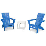 Polywood - Polywood Quattro 3-Piece Adirondack Set, Pacific Blue/White - Simple to fold flat and travel with you by removing two pins at the front of the chair, the Quattro Folding Adirondacks and the POLYWOOD Modern Side Table will create a relaxing spot on your porch, patio, or beach space. This set is constructed of durable POLYWOOD lumber available in a variety of attractive, fade-resistant colors and will never require painting, staining, or waterproofing.