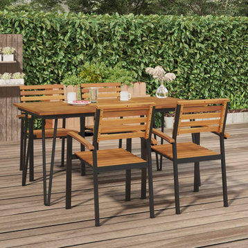 vidaXL Patio Table Dining Table with Hairpin Legs for Porch Solid Wood Acacia