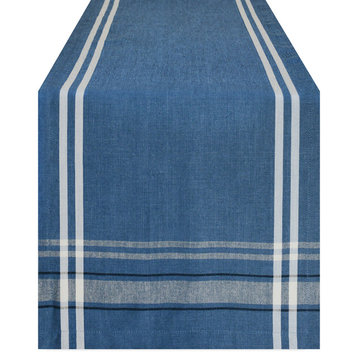 DII Blue Chambray French Stripe Table Runner 14"x72"