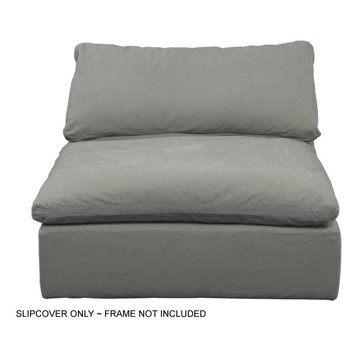 Cloud Puff Slip Cover For Sofa Sectional Modular Chair, Performance Fabric, Gray