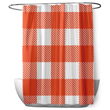 70"Wx73"L Buffalo Plaid Shower Curtain, Harvest Orange