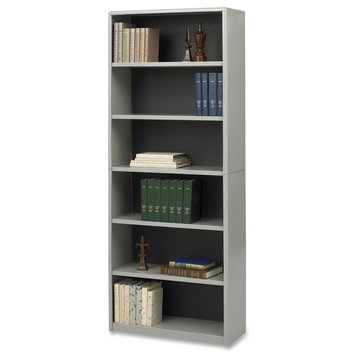 Safco Value Mate Series Metal Bookcase, 6-Shelf, 31-3/4"X13-1/2"X80", Gray